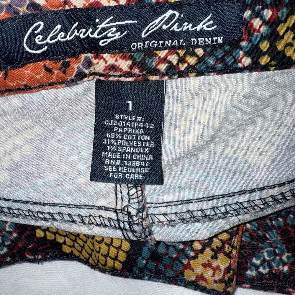 Celebrity Pink Snake Print Jeans Size 1 Colorful Stretch